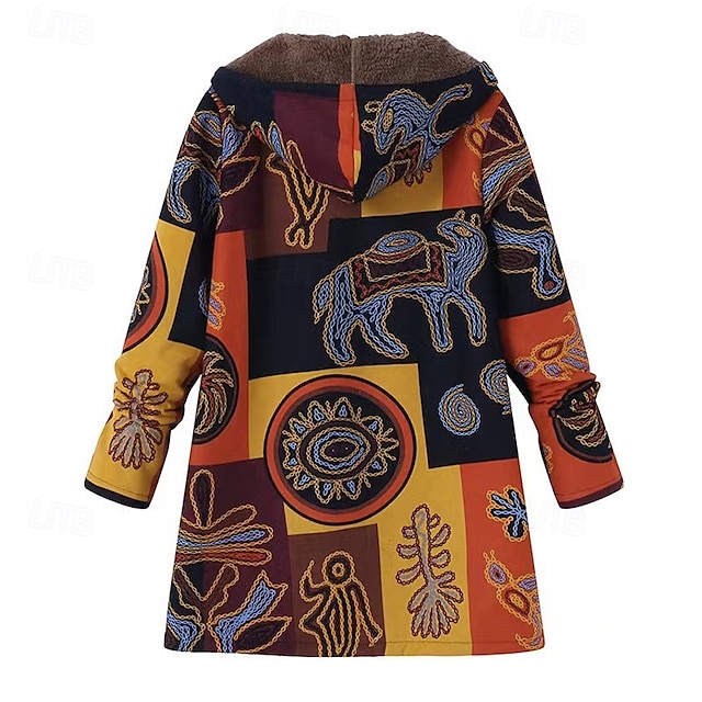 Per donna Giacca in Pile Cappotto Giacca con Cappuccio Caldo Confortevole Cerniera Tasca Vintage Moda Casual Animale Uscire Weekend Cerniera Regolare Con Cappuccio Vestibilità regolare Manica Lunga