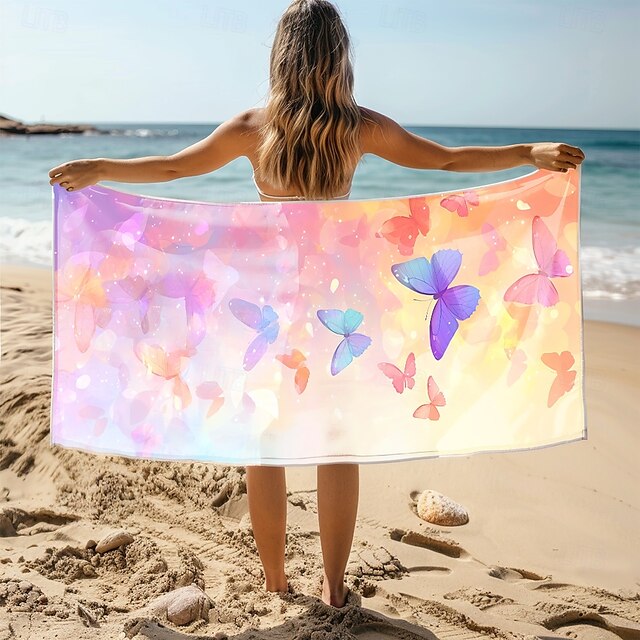  Soft and Absorbent Beach Towel - Lightweight, Quick-Dry, Sand-Free Design for Beach, Pool, and Travel