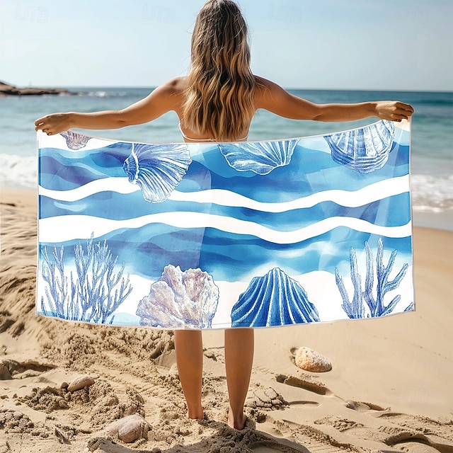  Soft and Absorbent Beach Towel - Lightweight, Quick-Dry, Sand-Free Design for Beach, Pool, and Travel