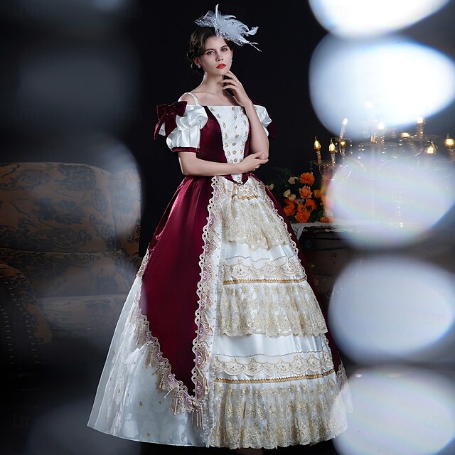  Epocă Rococo Renascentist Maxi Rochii Normal Juliet Prințesă Mireasă Plisată Cu Volane Prințesă Rotund Costume de fancy Pentru femei Halloween Carnaval Mascaradă Performanță Petrecere Halloween Adulți