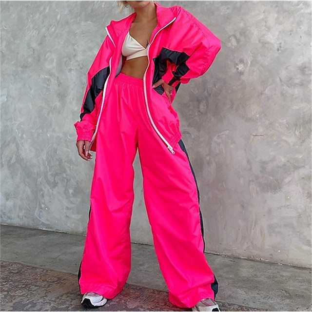  Mujer Tracksuit Sudadera Ropa Deportiva Otoño Manga Larga Mantiene abrigado Resistente al Viento Suave Gimnasio Rutina de ejercicio Deportes Ropa de deporte Ropa de Deporte Bloque de color amarillo