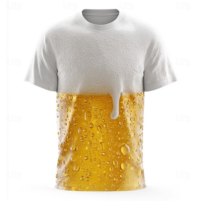 Oktoberfest Men's Beer T Shirt Short Sleeve T shirt 3D Print Crew Neck Shirt Fashion Exaggerated Daily Party Street Casual White Summer Spring Clothing Apparel S M L XL XXL XXXL 4XL4