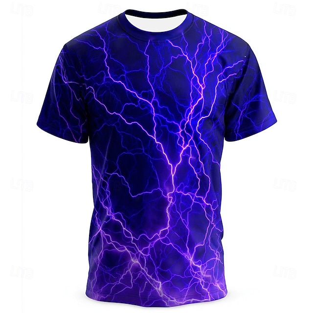  Halloween Herren Optische Täuschung Blitz 3D T Shirt Kurzarm T-Shirt 3D-Druck Rundhalsausschnitt Hemd Übertrieben Designer Party Straße Lässig Dunkelviolett Weiß 1 Weiß Sommer Frühling Ganzjahres