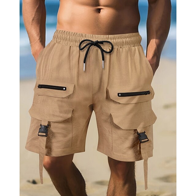  Per uomo Pantaloncini cargo Shorts Pantaloncini Estivi Coulisse Elastico in vita Multi-tasche Semplice Comodità Indossabile Lunghezza al ginocchio All'aperto Sport Quotidiano Moda Casual Nero Marrone