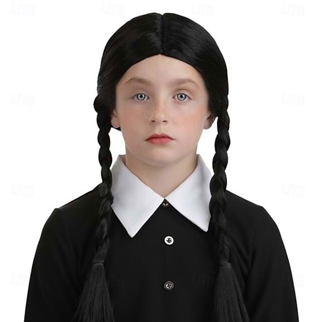  meisjes woensdag addams kostuum pruik halloween cosplay feest pruiken