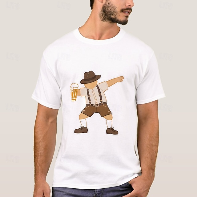  bavarese Monaco Tedesco Corte T-shirt Birra Stampa di Lederhosen Grafico per Per uomo Adulti Stampa a caldo  per Carnevale Birra Oktoberfest Feste Casual Quotidiano