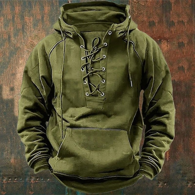  Pánská mikina s kapucí a stahovací šňůrkou černá růžová armádní zelená modrá khaki s kapucí bez kapsy vpředu sportovní outdoor denní sváteční streetwear základní ležérní podzim zima oblečení mikiny s kapucí