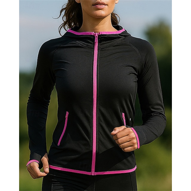  Pentru femei Μπουφάν για τρέξιμο Jachetă de exterior Zip complet Manșon Lung Îmbrăcăminte Exterior De Atletism Toamnă Peteci Uscare rapidă Ușor Elastic Respirabil Tenis Golf Alergat Echipament sportiv
