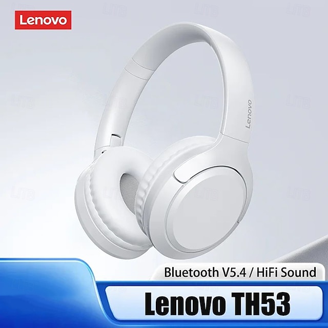  Lenovo TH53 Bluetooth V5.4 sluchátka HiFi stereo zvuk s hudebním režimem, vestavěná sluchátka, 2 mikrofony pro HD hovory