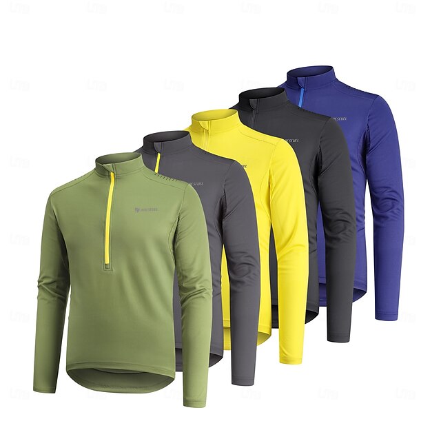  ARESFUEL Herren Radtrikot Langarm Herbst Fahhrad Oberteil mit 3 Gesäßtaschen Mountainbike MTB Schnelltrocknend Atmungsaktivität Schweißableitend Schwarz Gelb Grün Spandex Sport Bekleidung