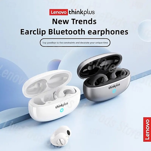  Fones de ouvido sem fio Lenovo XT83II Bluetooth 5.3 com design de clipe de orelha, controle por toque, chamada HD com microfones, fones de ouvido esportivos