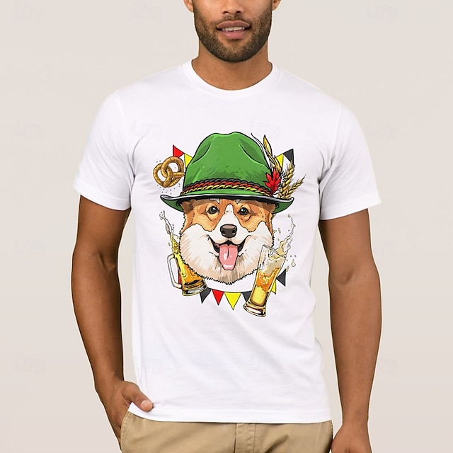  Oktoberfest Perro Pastor Alemán T-Shirt bávaro Munich Alemán Gráfico Para Hombre Adulto Carnaval Cerveza Oktoberfest Estampado en caliente Fiesta Casual Diario