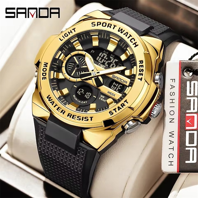  SANDA Hombre Reloj Digital Al Aire Libre Deportes Táctico Reloj de Muñeca Luminoso Cronómetro Despertador Calendario Silicona Reloj