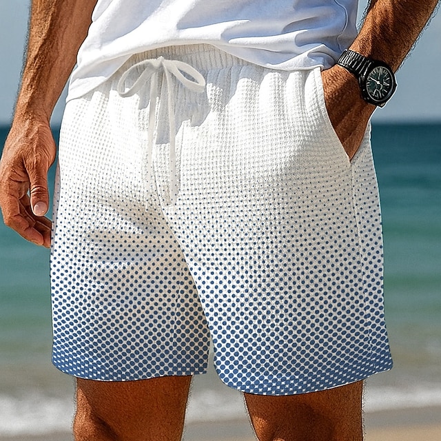  Homens Cor gradiente Calções Waffle Shorts de moletom Shorts casuais Cintura Média Moda Casual Férias Corrida Dar certo Cintura elástica com cordão Shorts com bolsos Designer Roupa