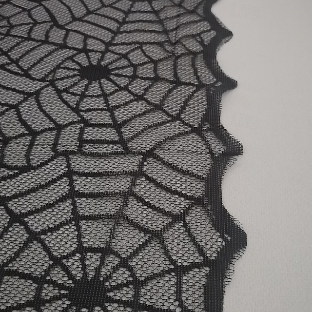  τρομακτικό τραπεζομάντιλο Halloween 32x41 ιντσών ορθογώνιο φεστιβάλ μαύρο δαντέλα τραπέζι με νυχτερίδα από ιστό αράχνης για εποχιακή χρήση