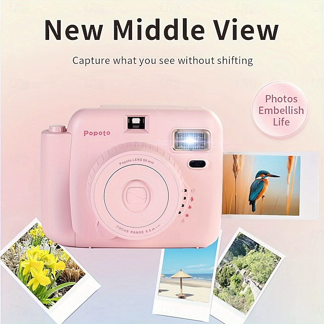  Lnstant Print Camera Kit with Mini Film Roll Built-in Flashlight Includes Felt Handbag and Album Perfect Gift for Women on Valentine's Day