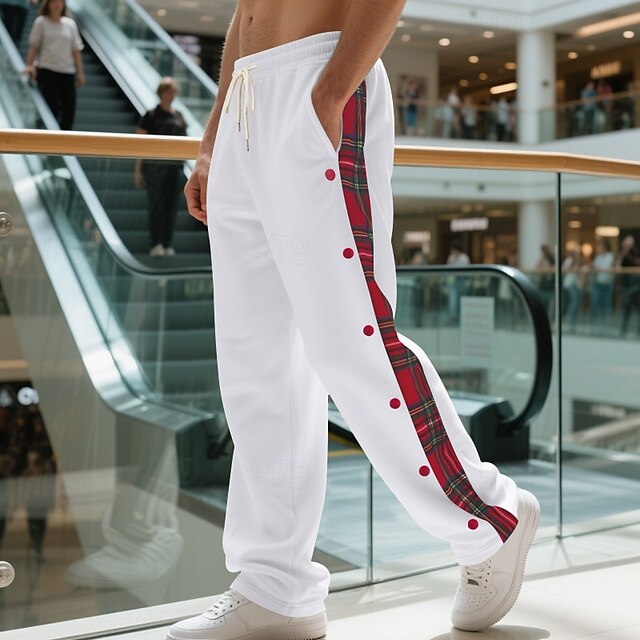  Homme Joggings Pantalons Pantalons Amples Pantalon décontracté Pantalons de Course Cordon de serrage Bande latérale Bouton latéral Uni Confort Longueur complète Extérieur Occasionnel Quotidien Mode