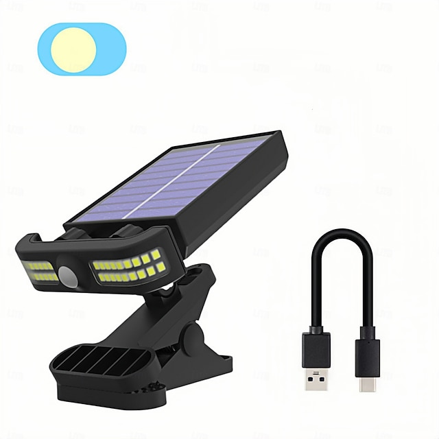  Lâmpada de rua solar com carregamento USB, lâmpada com sensor de corpo humano, lâmpada para pátio externo, lâmpada portátil à prova d'água para jardim, lâmpada de iluminação para cerca de jardim, 1