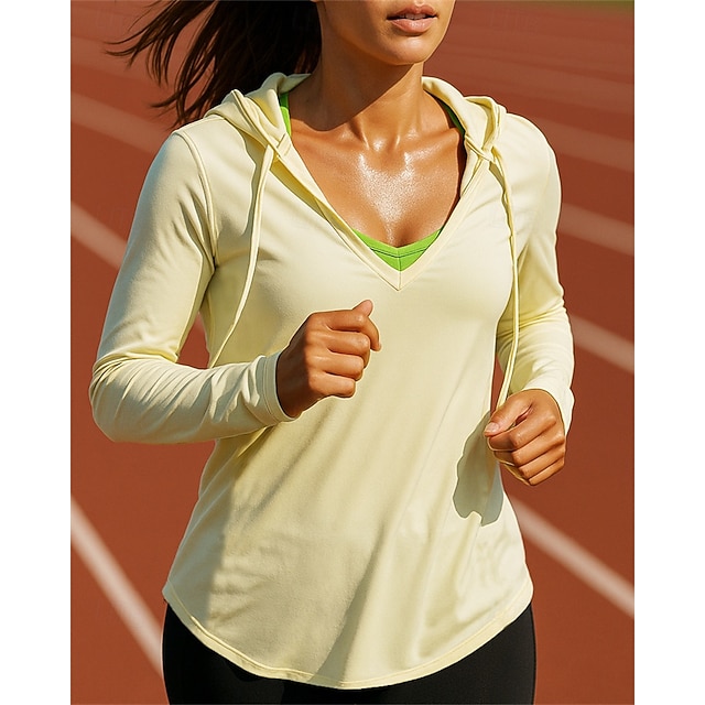 Spring Running Tops Women's Solid Colored Running Top Running Shirt Summer Spring with hood ...
