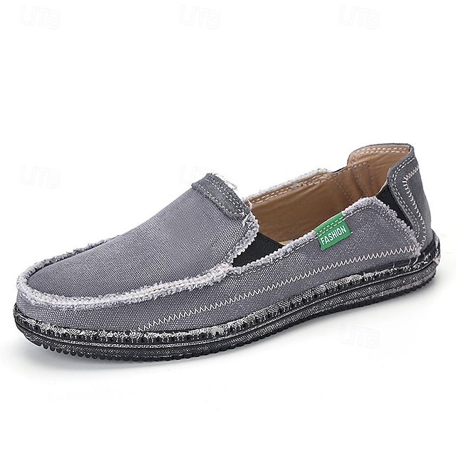  Herre blå denim loafers med flosset kantdesign, slip-on lette, afslappede sko til weekendture, sommerture og daglig komfort