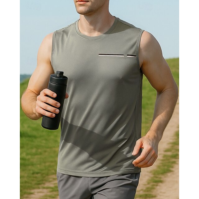 Men's Running Tank Top Running Shirt Sleeveless Vest / Gilet Solid Colored Quick Dry Lightweight Breathable Tennis Golf Running Sportswear Activewear Black Army Green Blue4