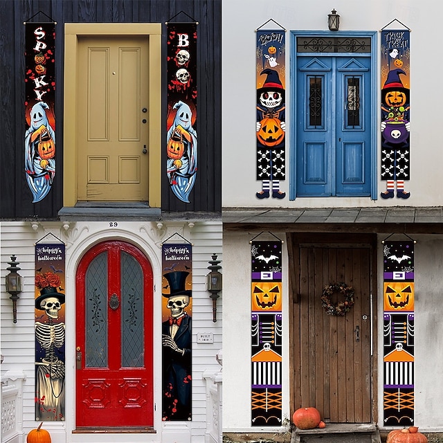 Σημαία με βεντάλια για το Halloween, εξωτερική σημαία για εξωτερικούς χώρους, φράχτης αυλής για το Halloween, κρεμαστός τρομακτικός φράχτης κολοκύθας, σημαία, διακόσμηση τραπεζιού, φθινοπωρινή διακόσμηση δωματίου, αισθητική, διακόσμηση πάρτι γενεθλίων για