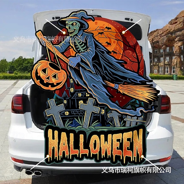  Halloween Trunk Treat Car Banner Car Decoration,Ghost Halloween Decorations Halloween Fabric Car Decoration Halloween Car Trunk Decoration Ghost Pumpkin Wall Covering