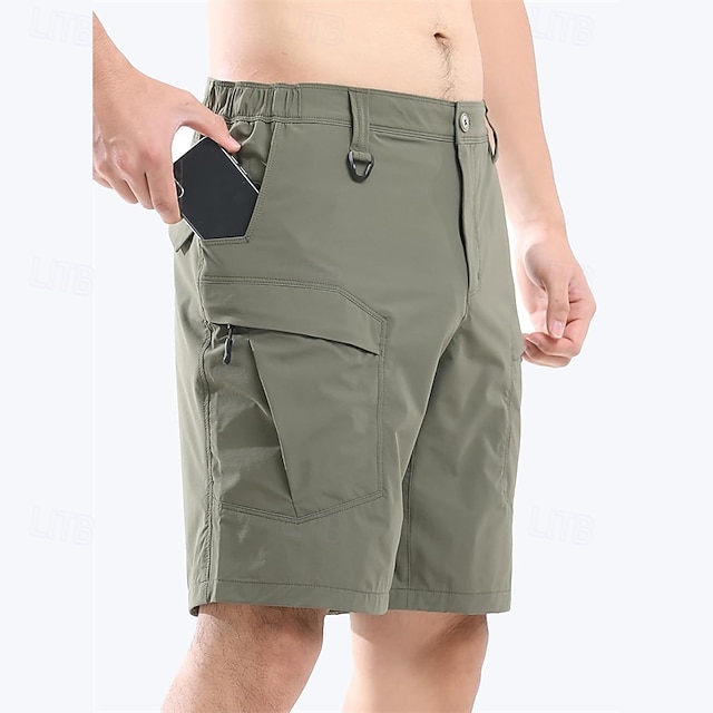  Per uomo Pantaloncini cargo Shorts Pantaloncini Estivi Elastico in vita Multi-tasche Semplice Comodità Indossabile Lunghezza al ginocchio All'aperto Sport Quotidiano Moda Casual Nero Cachi