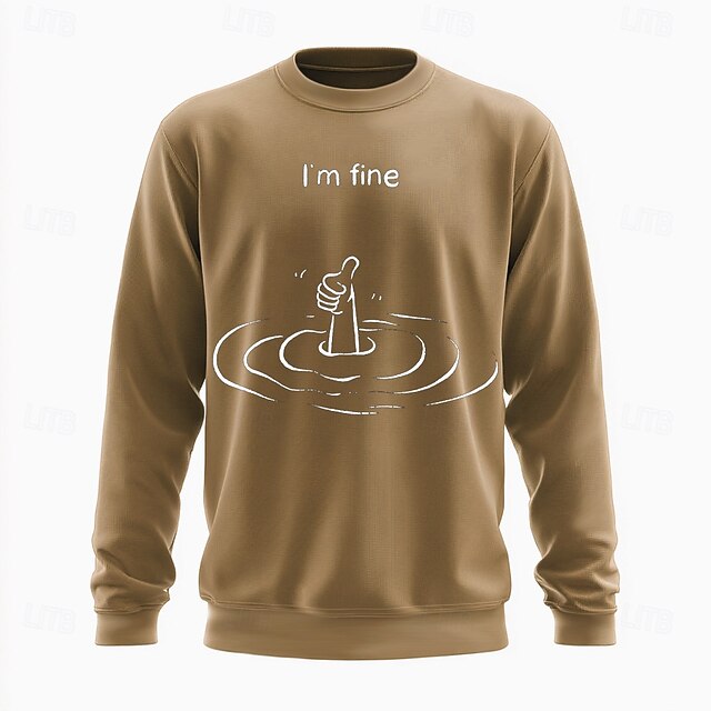  Homme Graphique Argot drôle Sweatshirt Mode Quotidien manche longue Col ras du cou Noir Blanche Col rond 3D Toutes saisons Designer