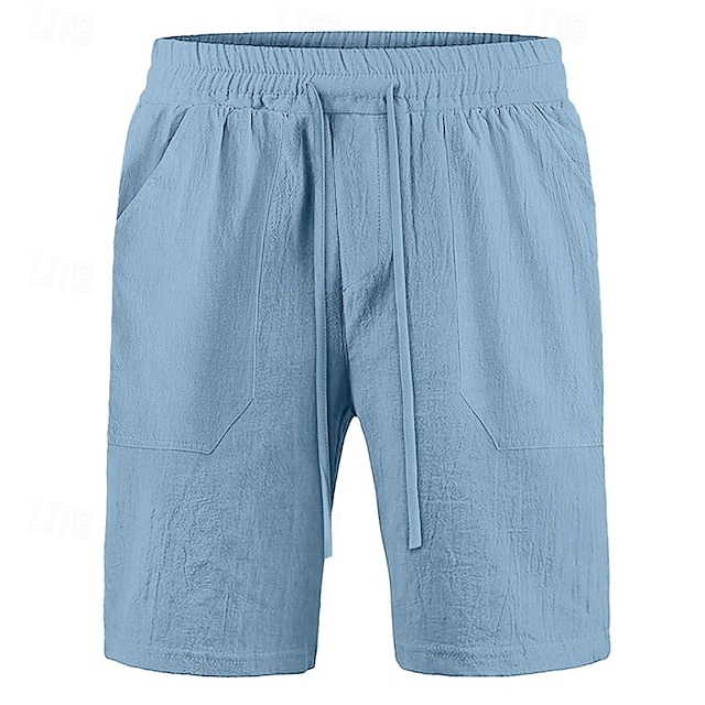 Herren Shorts Leinenshorts Sommershorts Strandshorts Tasche Kordelzug Elastischer Bund Einfach Komfort Atmungsaktiv Knielang Lässig Täglich Ferien Urlaub Klassicher Stil Schwarz Weiß