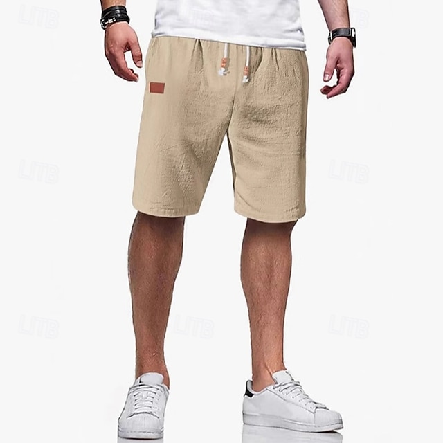  Per uomo Shorts Shorts di Lino Pantaloncini Estivi Shorts da Spiaggia Coulisse Elastico in vita Semplice Comodità Traspirante Lunghezza al ginocchio All'aperto Quotidiano Spiaggia Vacanza Stile