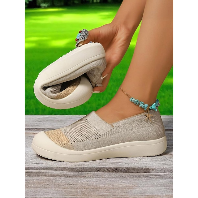  Damen-Sneaker zum Hineinschlüpfen mit Flyknit – atmungsaktive, leichte Barfußschuhe für Reisen, Spaziergänge mit dem Hund und den entspannten Arbeitsalltag