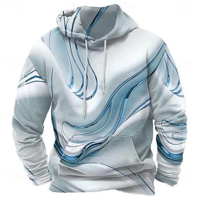  Men's Geometric Hoodies Sweatshirt Casual Long Sleeve Crew Neck Holiday Streetwear Yellow Blue Drawstring Fall Winter Designer