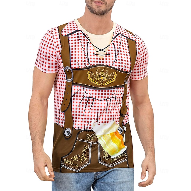  Oktoberfest Stampa di Lederhosen T-shirt bavarese Monaco Tedesco Grafico Per Per uomo Adulti Carnevale Birra Oktoberfest Stampa 3D Feste Casual Quotidiano