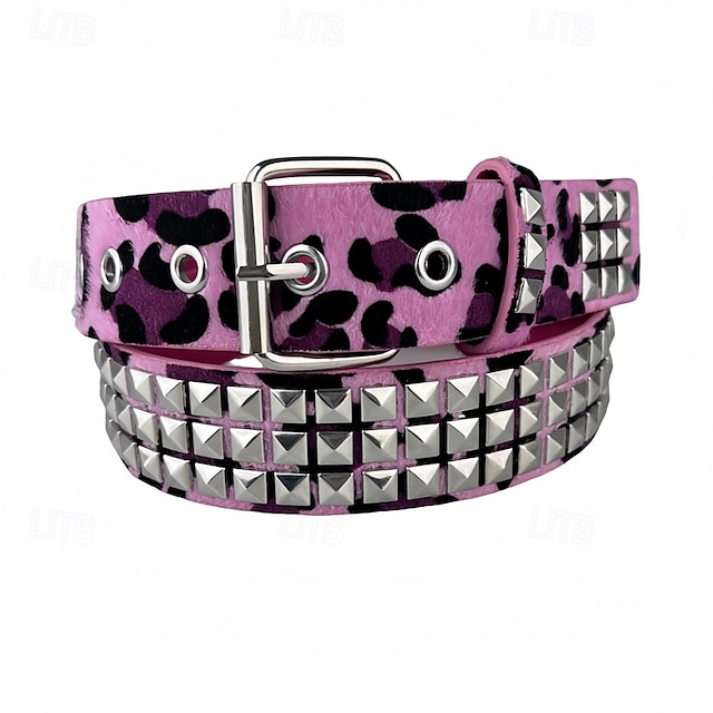  Herre Belte Midjebelte Hvit Rosa polyester PU Mote Holdbar Justerbare Leopard Nagle utendørs Daglig