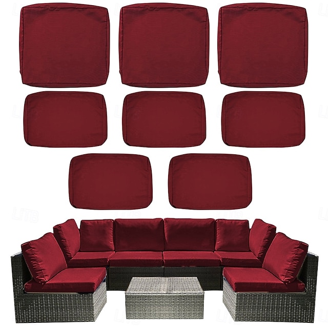  8pcs Outdoor Cushion Slipcovers Outdoor Patio Cushions Covers Replacement  Include 5 Backrests and 3 Cushions  Waterproof with Zipper for 3-Seat Rattan Sofa Patio Furniture Cushion Covers Covers Only