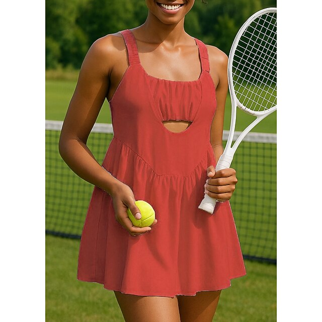Vestito Tennis Donna 2 In 1 - Con Pantaloncini E Reggiseno, Tasche, Traspirante, Sport Yoga