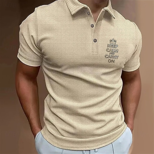 Homme Uni Chemises Polo Gaufre Manche Courte Revers Mode Basique Confortable Athleisure Décontracté Quotidien Boutons Flexible Été Fuchsia Violet Marron