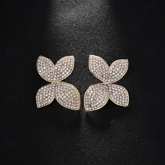  Femmes Boucles d'oreilles clous Géométrique Fleur Précieux Élégant Mode Diamant Imitation Des boucles d'oreilles Bijoux Argent / Dorée Pour Mariage Soirée Travail Quotidien 1 Paire