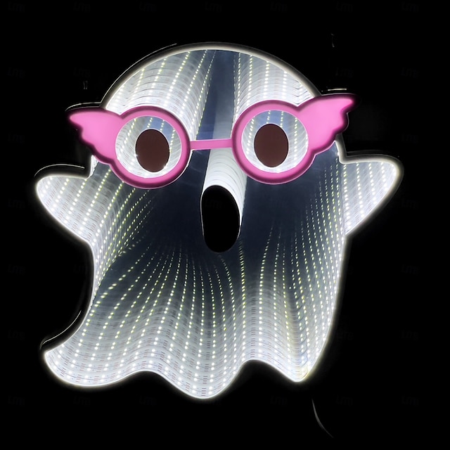  Halloween uendelighedslys sort kat lys spøgelseslys 3d uendeligt spejllys tunnellys afgrund neonlys festival festdekoration lys us stik