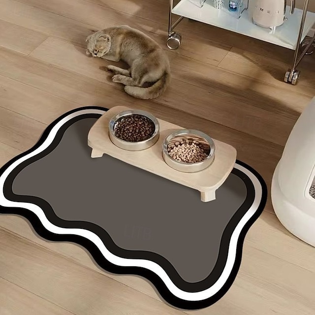  Fütterungsmatte für Haustiere leicht zu reinigen wasserdicht Hund Katze Matten erhöhte Kanten Platzdeckchen Tray um Lebensmittelverschüttungen und Wassernapfvorfälle auf dem Boden zu stoppen