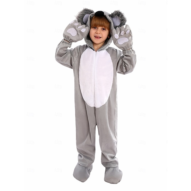  Eventyr Dyr Koala Kigurumi-pysjamas Onesies Cosplay Gutt Jente Barne Ytelse Pedagogisk utkledning Kle deg ut på skolearrangementet Halloween Karneval Verdens bokdag Enkelt karnevalskostyme