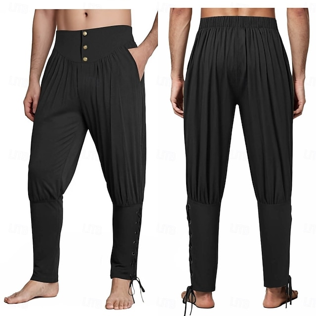  Mittelalterlich Renaissance Hose Piratenhose Pirat Ritter Wikinger Herren Halloween Maskerade Leistung Renaissance-Messe Erwachsene Hose Ganzjahres