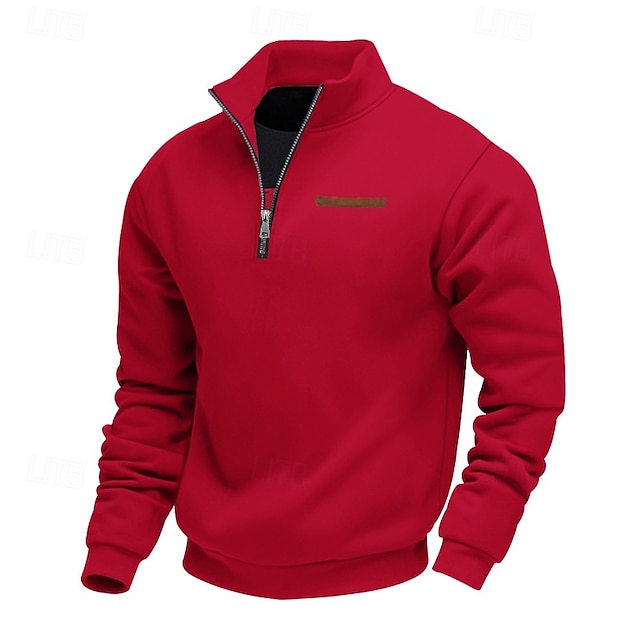  Hombre Sudadera Sudadera con un cuarto de cremallera Albaricoque Negro Blanco Vino Rojo Media cremallera Plano Deporte Diario Festivos Poliéster Ropa de calle Básico Casual Primavera Otoño Ropa