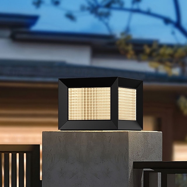  Outdoor Post Lights Fixture Modern Yard Entry Outdoor Column Lights Metal Housing Patio Pillar Lights 110-240V 5W