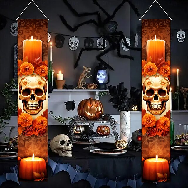  Halloween Fan Flag Bunting Outdoor Flag for Outdoor Halloween Yard Fence Hanging Spooky Pumpkin Banner Flag Table Decor Fall Room Decor Aesthetic Halloween Birthday Party Decor