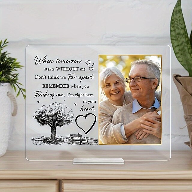  Personalized Memorial Photo Plaque with Base,Custom Acrylic Sympathy Gifts Missing You Photo Frames Plaque I'm Always With You Picture Frame