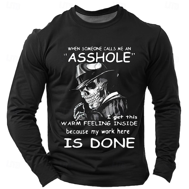  Herren Lustiger Slang T Shirt Langarm T-Shirt Grafikdruck Rundhalsausschnitt Hemd Mode Täglich Basic Straße Lässig Täglich Schwarz Burgunderrot Blau Sommer Frühling Ganzjahres Bekleidung S M L XL XXL