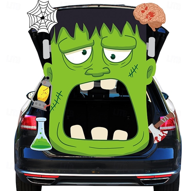  Sada na halloweenské dekorace auta s koulí čarodějnice nebo pamlskem - velký halloweenský koutek čarodějnice nebo pamlsek pro SUV, halloweenské dekorace auta, venkovní oblouk, dekorace vchodu do