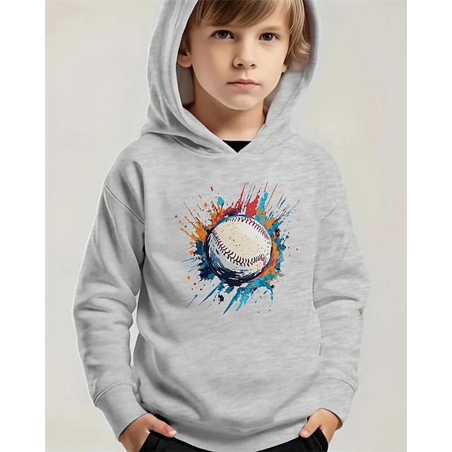  Pojkar 3D Grafisk Huvtröja Långärmad Vår Höst Mode Streetwear Barn 4-12 år Huva Utomhus Ledigt Dagligen Normal